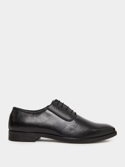 Styli - Men Animal Textured Lace Up Round Toe Oxford - Black