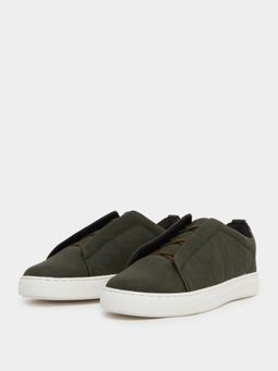 Styli - Men Textured Lace Up Sneakers - Olive