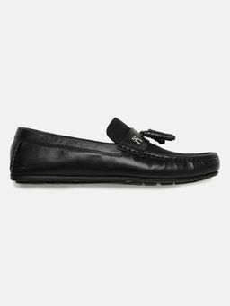 Tommy Hilfiger - Solid Black Leather Moccasins - Black