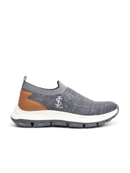 Louis Stitch - Mens Grey and Tan Athleisure Fly knit Sneakers
