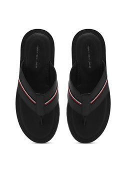 Tommy Hilfiger - Logo Black Pu Flipflops - Black