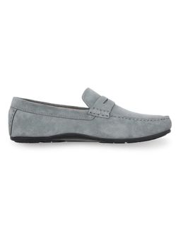 Tommy Hilfiger - Solid Grey Leather Loafers - Grey
