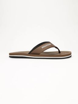 Tommy Hilfiger - Logo Brown Pu Flipflops - Brown