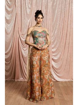Saanjh by Lea - Mehrab Floral Top with Palazzo and Dupatta
