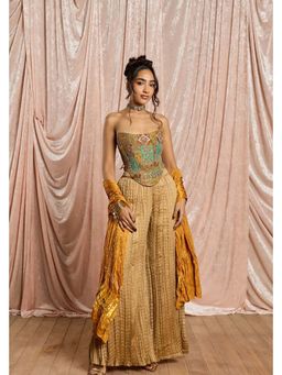 Saanjh by Lea - Mahira Yellow Embroidered Top with Sharara and Dupatta