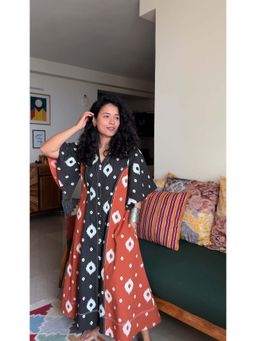 Babhru - Black Ikat Print Maxi Dress