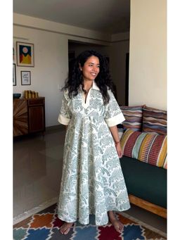 Babhru - White Dhaulidar Pahadi Print Maxi Dress