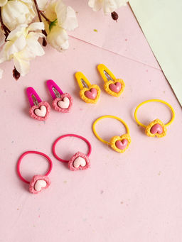 Silvermerc Designs - Heart Tic Tac and Rubber Band Hair Accessories (Set Of 8)
