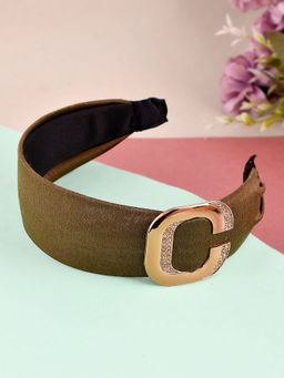 Silvermerc Designs - Women Black and Olive Beaded Traditional Wedding Hair Band