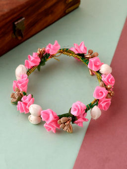 Silvermerc Designs - Women Pink and Gold Toned Embellished Hair Bun