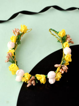 Silvermerc Designs - Women Yellow and Gold Toned Embellished Hair Bun