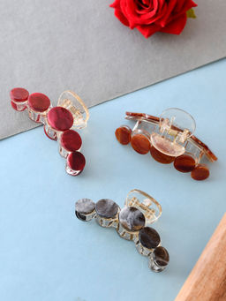 Silvermerc Designs - Red and Brown Claw Clips (Set Of 3)