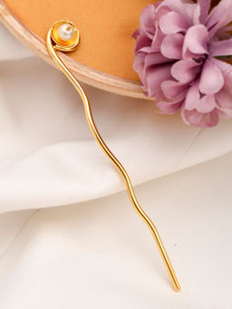 Silvermerc Designs - Pearl Gold Plated Geisha Hair Stick