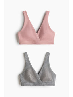 H&M - Women Grey MAMA 2-pack cotton nursing bras