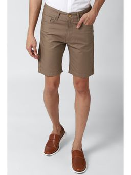 Peter England - Men Brown Solid Regular Fit Casual Shorts