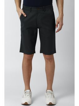 Peter England - Men Black Solid Regular Fit Casual Shorts