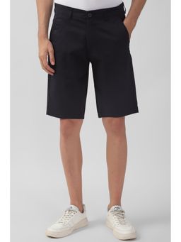 Peter England - Men Black Solid Regular Fit Casual Shorts