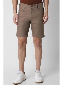 Peter England - Men Brown Solid Regular Fit Casual Shorts