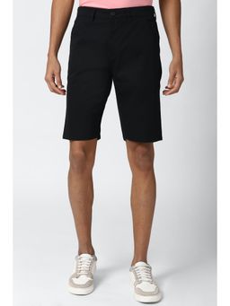 Peter England - Men Black Solid Regular Fit Casual Shorts