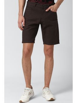 Peter England - Men Brown Checks Regular Fit Casual Shorts