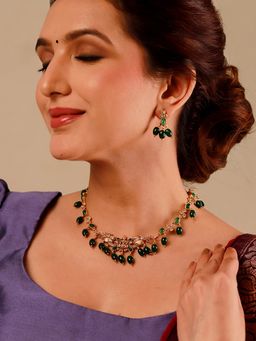 Voylla - Gold Opulence Vanamala Temple Necklace Set for Women