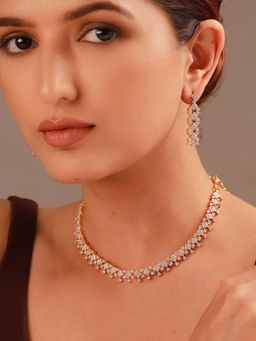 Voylla - Sparkling Essentials Dewelle American Diamond Necklace Set