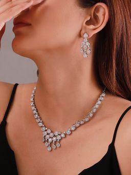 Voylla - Sparkling Essentials Starfall American Diamond Necklace Set