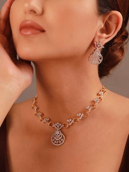 Voylla - Sparkling Essentials Florinelle American Diamond Necklace Set