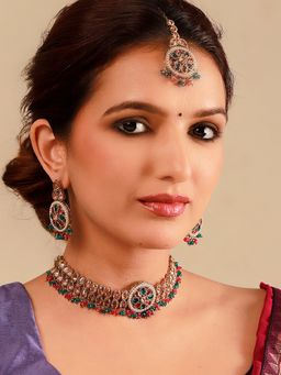 Voylla - Gold Essentials Rang Mahal Multicolor Necklace Set for Women