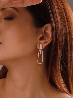 Voylla - Sparkling Elegance Zara Scarlet American Diamond Earrings