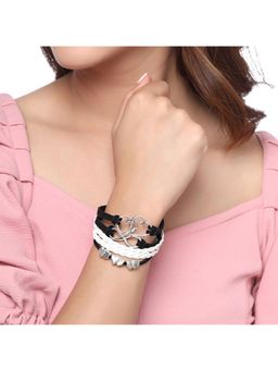 Yellow Chimes - Black and White Heart and infinity charmed Bracelet