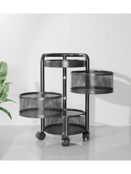 Plantex - Fruit Trolley Vegetable Storage Rack (3-Tier & Black)