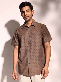 Fabindia - Brown Cotton Printed Regular Fit Shirt