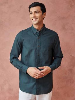Fabindia - Dark Green Cotton Solid Regular Fit Shirt