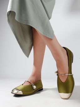 The White Pole - Womens Olive Super Comfortable Ballerina