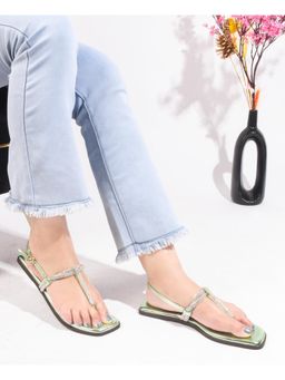 The White Pole - Womens Green Fashionable Stylish Comfortable Casual Sandals