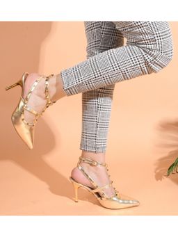 The White Pole - Womens Gold Gorgeous Comfortable Ankle Strap Stiletto Heels