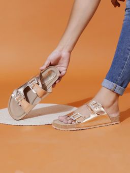 The White Pole - Womens Bronze Trendy and Stylish Comfortable Platform Sandals