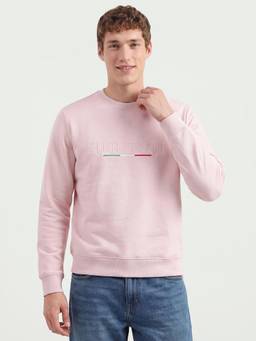 United Colors of Benetton - Men Pink Embroidered Polycotton Sweatshirt