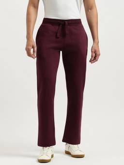 United Colors of Benetton - Men Wine Solid/Plain Cotton Blend Trackpant
