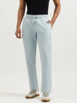 United Colors of Benetton - Men Blue Solid/Plain Cotton Blend Trackpants