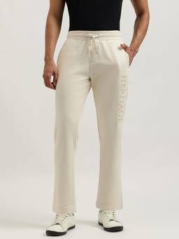 United Colors of Benetton - Men Beige Solid/Plain Cotton Blend Trackpants