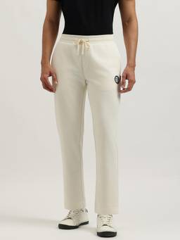 United Colors of Benetton - Men Off White Solid/Plain Pure Cotton Trackpants