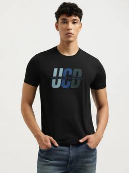 United Colors of Benetton - Men Black Typography Cotton Blend T-Shirt