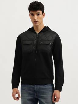 United Colors of Benetton - Men Black Geometric Polyester Blend Jacket