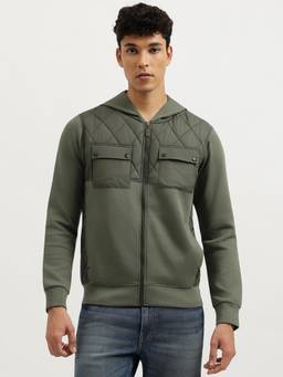 United Colors of Benetton - Men Olive Geometric Polyester Blend Jacket