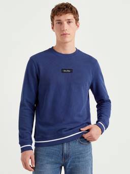 United Colors of Benetton - Men Blue Textured Cotton Blend Sweatshirt