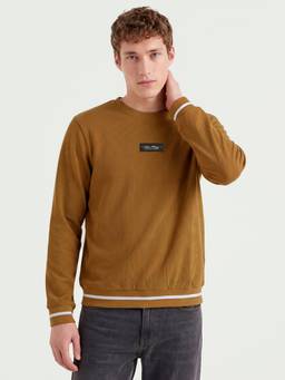 United Colors of Benetton - Men Mustard Textured Cotton Blend Sweatshirt