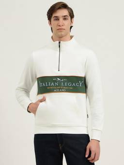 United Colors of Benetton - Men White Embroidered Cotton Blend Sweatshirt
