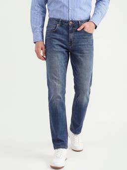 United Colors of Benetton - Men Blue Solid/Plain Pure Cotton Jeans